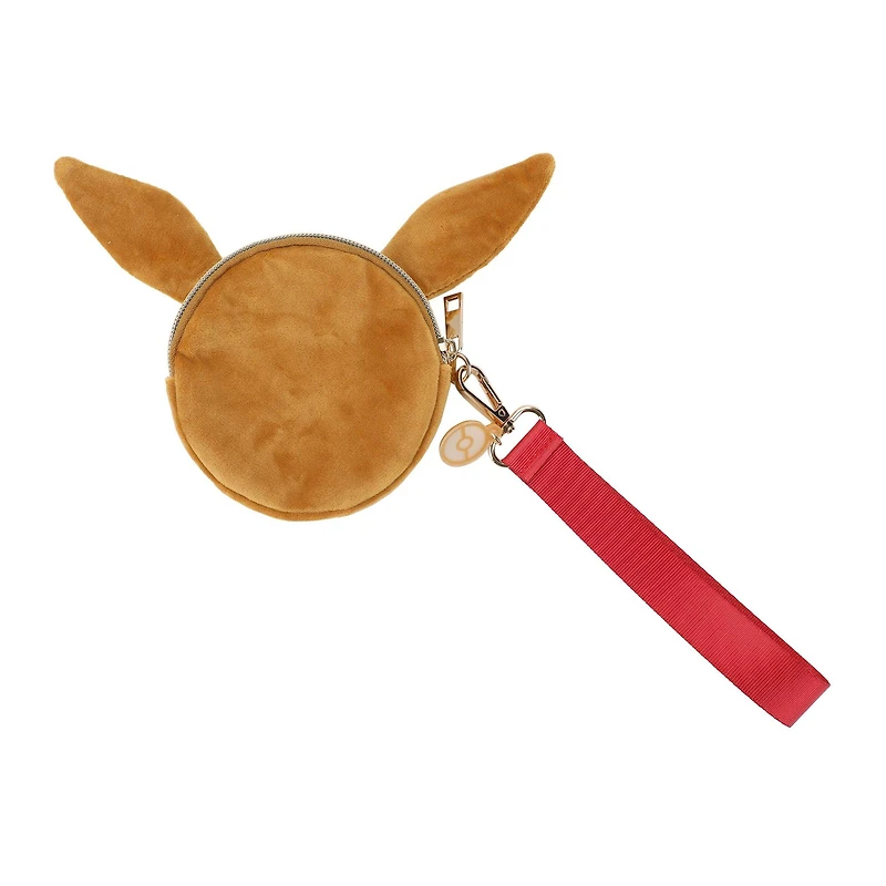 Eevee Big Face Faux Fur Coin Purse with Detachable Strap and Pokeball Charm