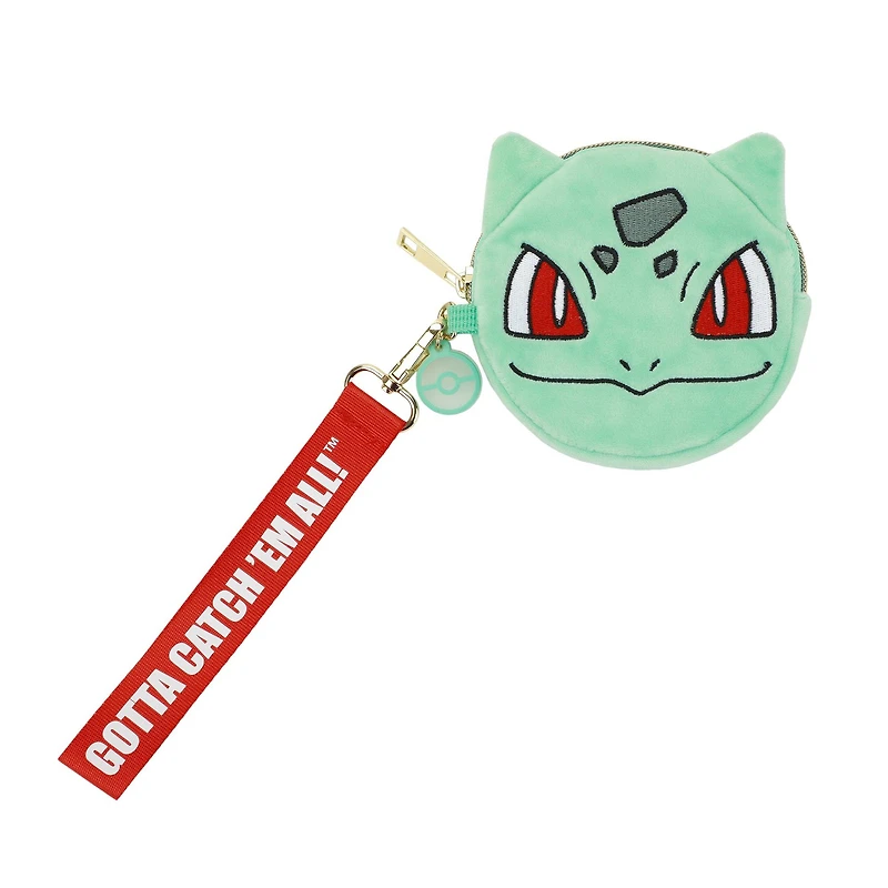 Pokemon Bulbasaur Big Face Plush Coin Pouch with Detachable Strap and Pokeball Charm