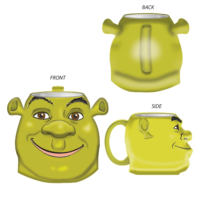 Shrek Face Grin Ogre Ceramic 3D Sculpted Mug