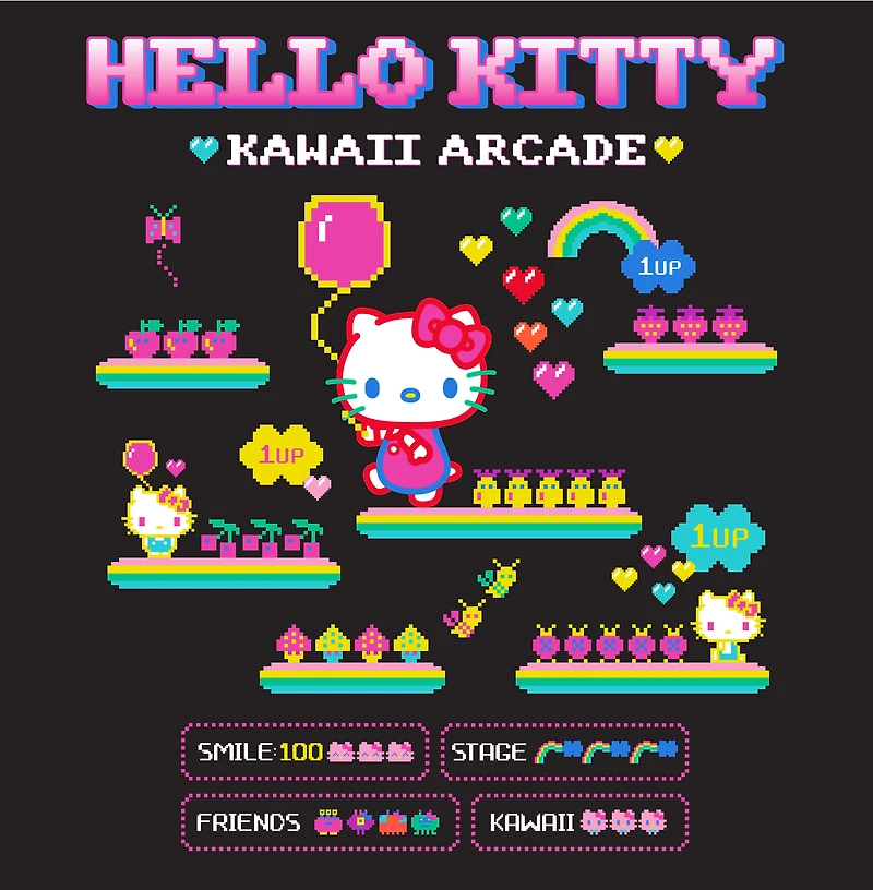 Hello Kitty Arcade 8-Bit Unisex Short Sleeve Graphic T-Shirt GameStop Exclusive