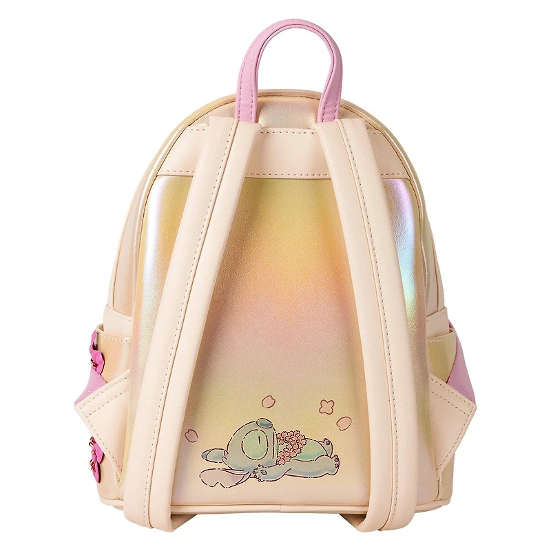 Loungefly Stitch and Angel Cherry Blossom Heart Mini Backpack