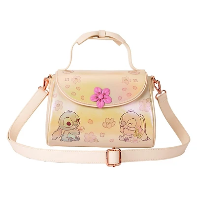 Loungefly Stitch and Angel Cherry Blossom Bow Handle Crossbody Bag