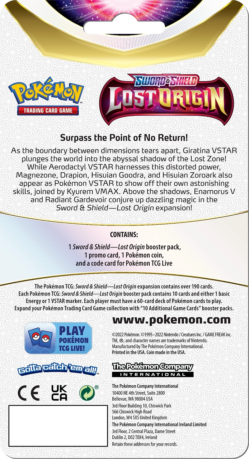 Pokemon Trading Card Game: Lost Origin Premium Checklane Booster Pack (Tin May Vary