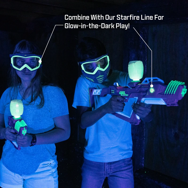 Gel Blaster Elite Glow in the Dark Tactical Face Mask with Detachable Goggles and Adjustable Headband