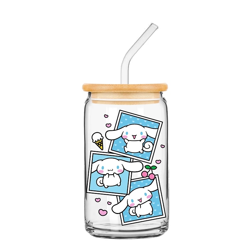 Sanrio Cinnamoroll Snapshot 16oz Glass Tumbler with Bamboo Lid and Glass Straw
