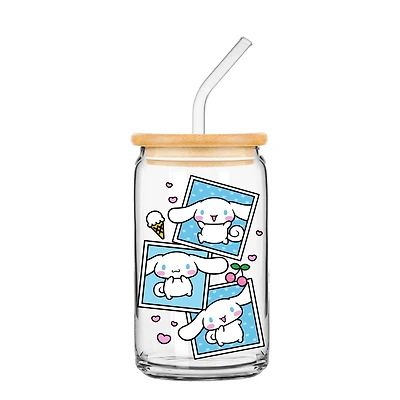 Sanrio Cinnamoroll Snapshot 16oz Glass Tumbler with Bamboo Lid and Glass Straw