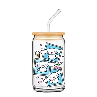 Sanrio Cinnamoroll Snapshot 16oz Glass Tumbler with Bamboo Lid and Glass Straw