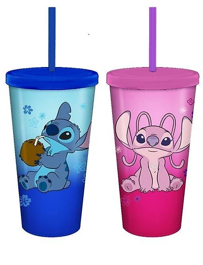 Lilo and Stitch Angel and Stitch 24 oz Color Changing Plastic Tumbler 2-Pack