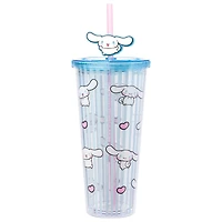 Sanrio Cinnamoroll Stripe Pattern 24oz Plastic Cold Cup with Lid And Topper Straw