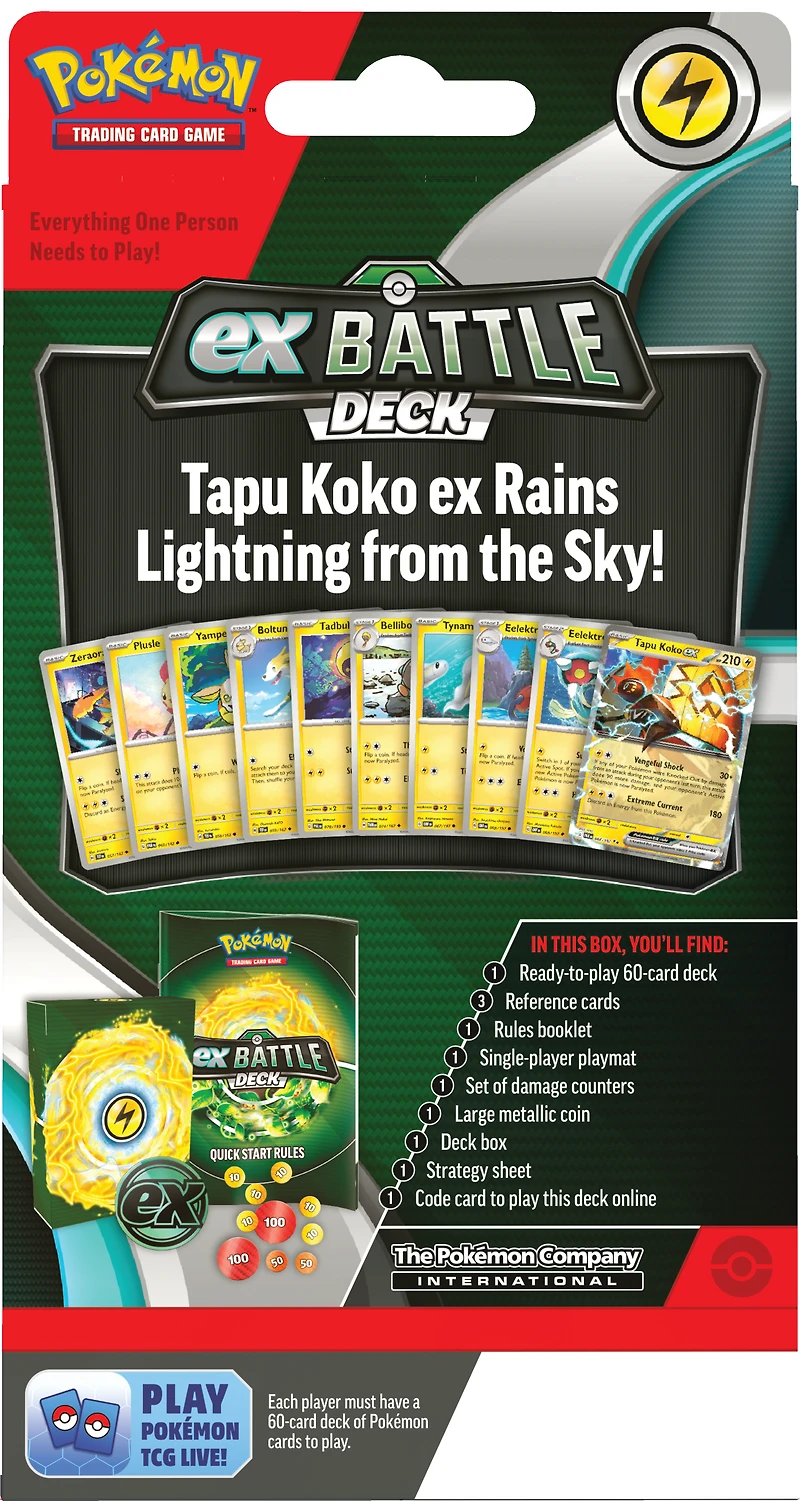 Pokemon Trading Card Game Tapu Koko ex or Iron Leaves ex Battle Deck (Styles May Vary