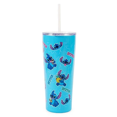 Silver Buffalo Disney Lilo & Stitch Snack Toss Double-Walled Stainless Steel 22oz Tumbler