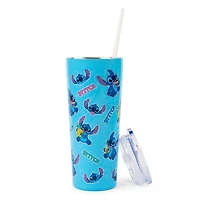 Silver Buffalo Disney Lilo & Stitch Snack Toss Double-Walled Stainless Steel 22oz Tumbler