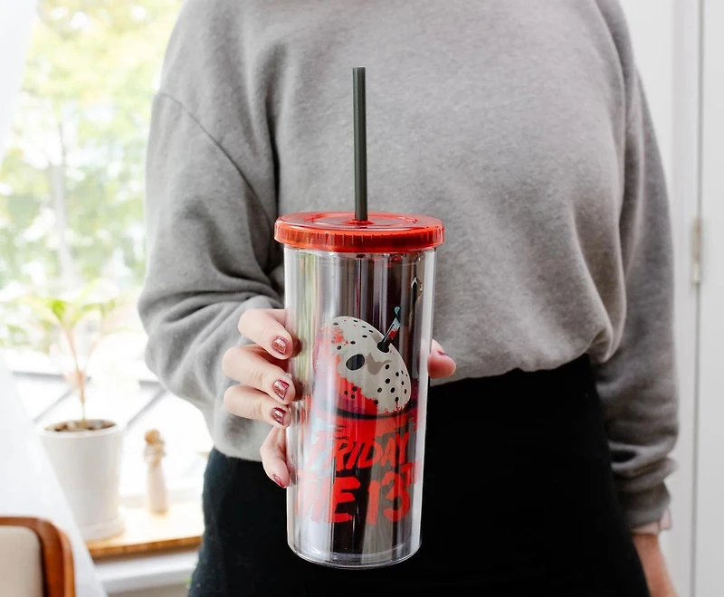 Friday the 13th Knife 20oz Plastic Cold Cup with Lid and Straw