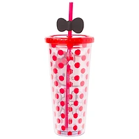 Sanrio Hello Kitty Face And Dots Red 24oz Plastic Cold Cup with Lid and Topper Straw