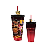 Five Nights At Freddy's Special Delivery Let's Party Grid 24oz Plastic Cold Cup with Lid and Topper Straw