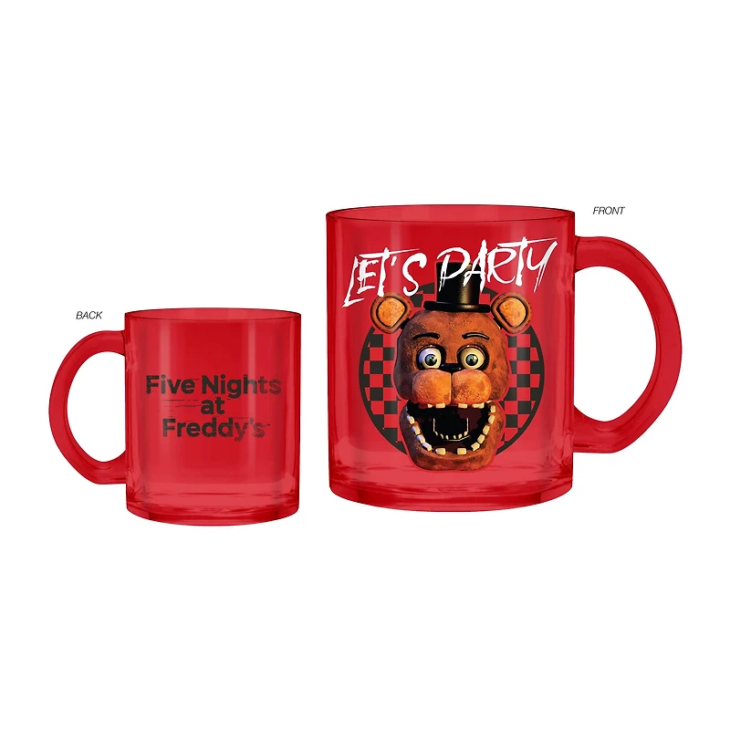 Five Nights At Freddy's Freddy Lets Party Checkerboard  17.5 oz Glass Coffee Mug