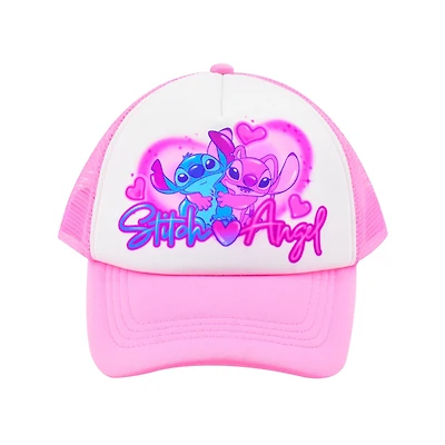 Disney Lilo and Stitch Angel and Stitch Airbrush Trucker Snapback Hat