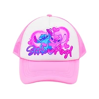 Disney Lilo and Stitch Angel and Stitch Airbrush Trucker Snapback Hat