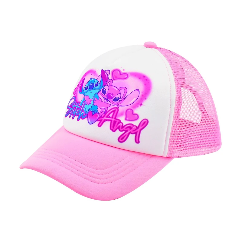Disney Lilo and Stitch Angel and Stitch Airbrush Trucker Snapback Hat