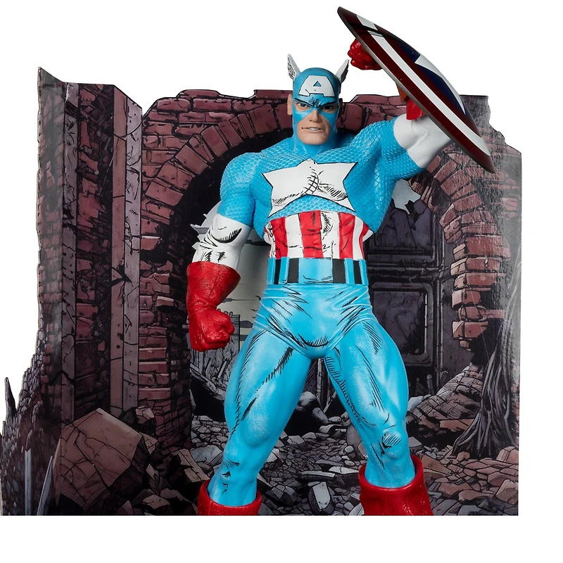 McFarlane Toys Marvel The Amazing Spider-Man (Issue 323) Captain America Statue with Todd McFarlane Autograph GameStop Exclusive