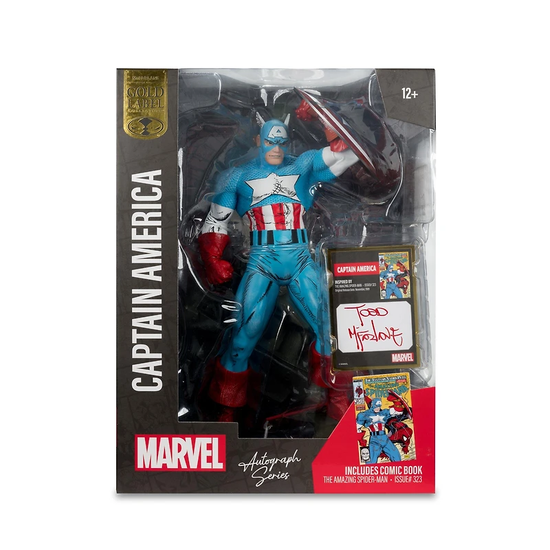 McFarlane Toys Marvel The Amazing Spider-Man (Issue 323) Captain America Statue with Todd McFarlane Autograph GameStop Exclusive