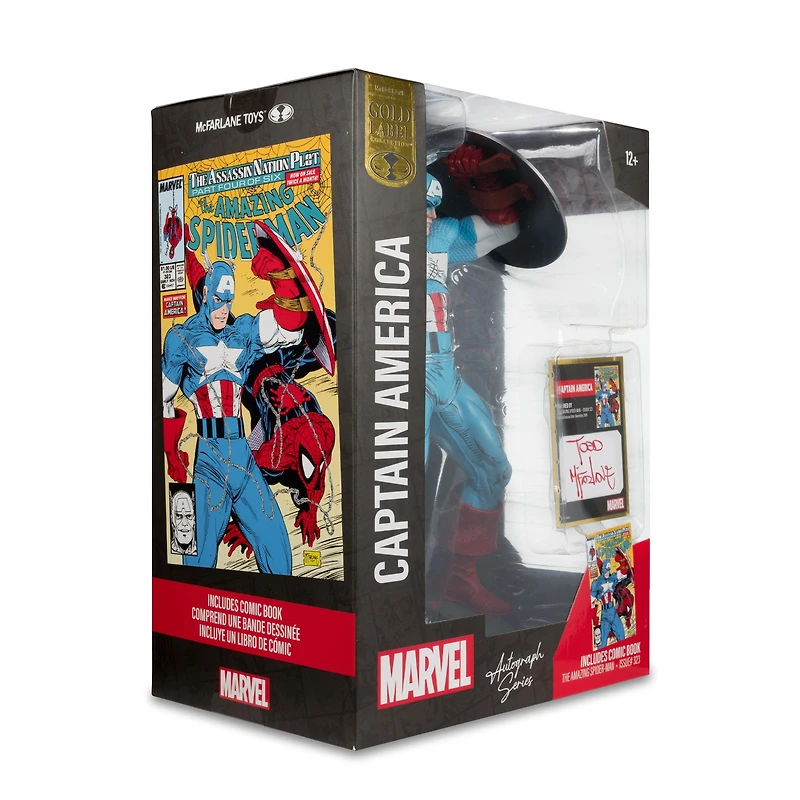 McFarlane Toys Marvel The Amazing Spider-Man (Issue 323) Captain America Statue with Todd McFarlane Autograph GameStop Exclusive