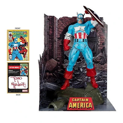 McFarlane Toys Marvel The Amazing Spider-Man (Issue 323) Captain America Statue with Todd McFarlane Autograph GameStop Exclusive