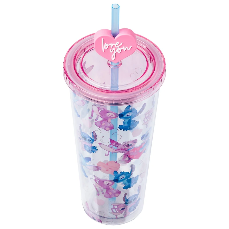 Lilo and Stitch Watercolor Angel and Stitch 24oz. Plastic Cold Cup