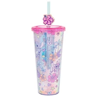 Lilo and Stitch - Stitch and Angel Pastel Pearlescent Plastic Cold 24oz Cup with Lid and Topper Straw