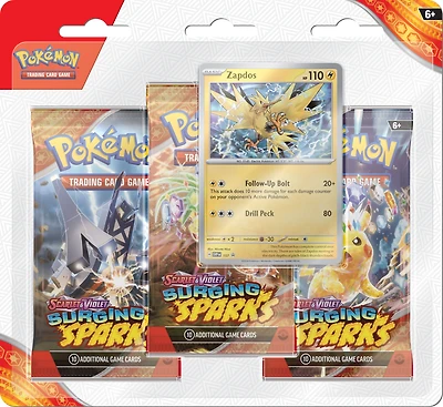 Pokemon Trading Card Game: Scarlet and Violet Surging Sparks Three Booster Blister (Styles May Vary