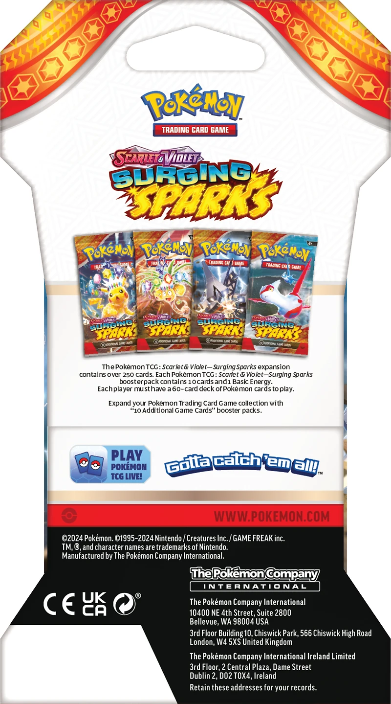 Pokemon Trading Card Game: Scarlet and Violet Surging Sparks Sleeved Booster Pack (Styles May Vary