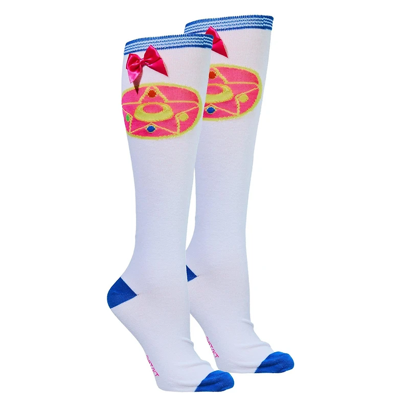 Sailor Moon Cosplay Womens Knee High Socks with 3D Bow