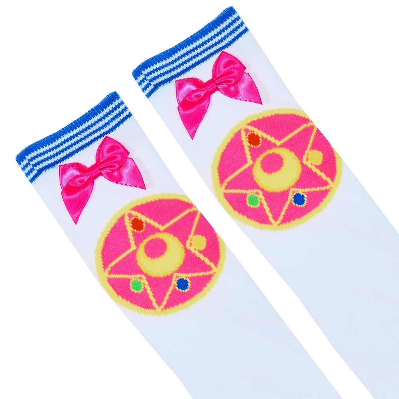 Sailor Moon Cosplay Womens Knee High Socks with 3D Bow