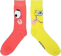 SpongeBob SquarePants - SpongeBob and Patrick Novelty Unisex Crew Sock with 3D Tongues