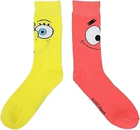 SpongeBob SquarePants - SpongeBob and Patrick Novelty Unisex Crew Sock with 3D Tongues