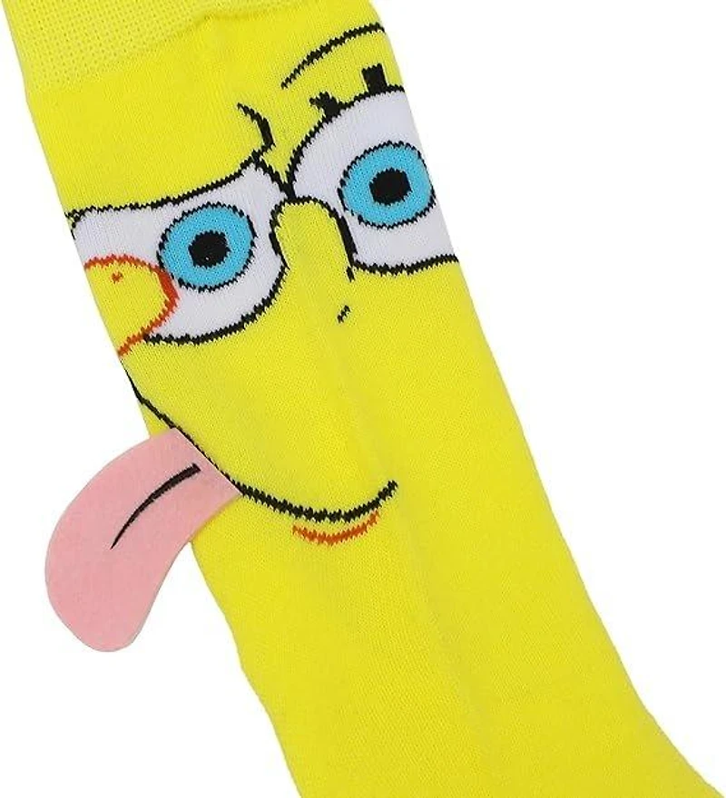 SpongeBob SquarePants - SpongeBob and Patrick Novelty Unisex Crew Sock with 3D Tongues