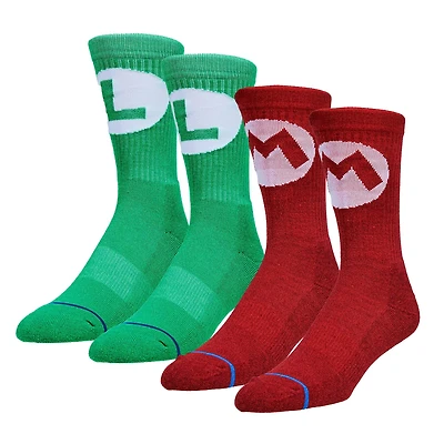 Nintendo Mario and Luigi Cosplay Unisex Crew Socks 2-Pack