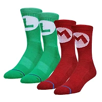 Nintendo Mario and Luigi Cosplay Unisex Crew Socks 2-Pack