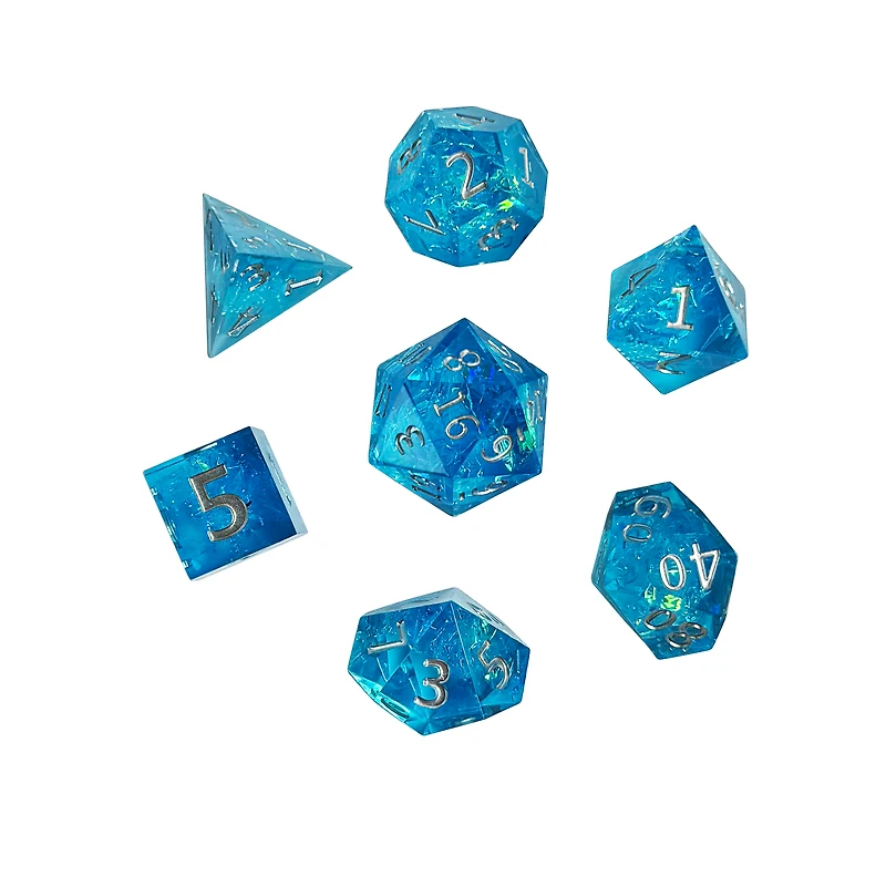 GameStop Sharp Edge Acrylic Dice Set- Light Blue