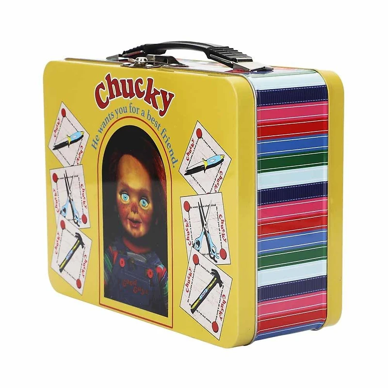Childs Play Chucky Doll Box Yellow Tin Tote Lunchbox