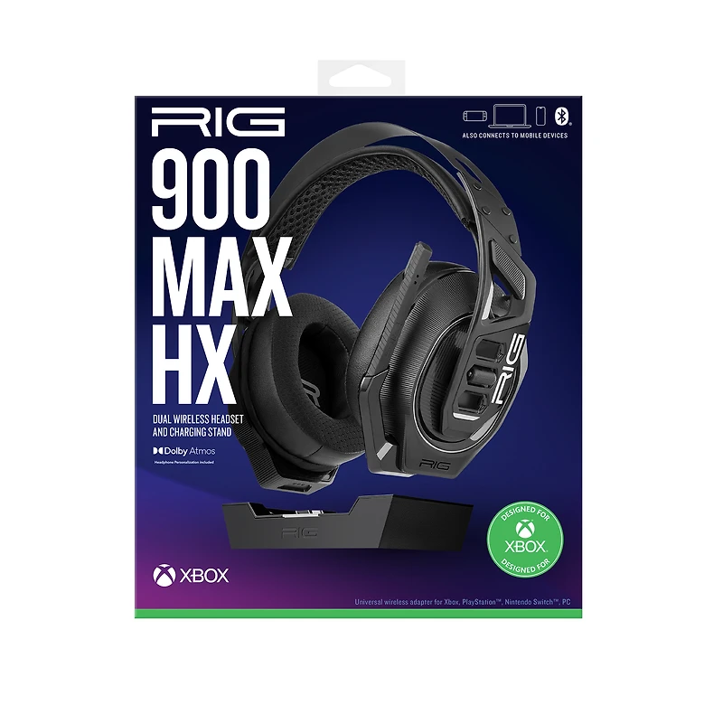 RIG 900 MAX HX Dual Wireless Gaming Headset for Xbox Series X/S, PC, PlayStation 4/5, and Switch