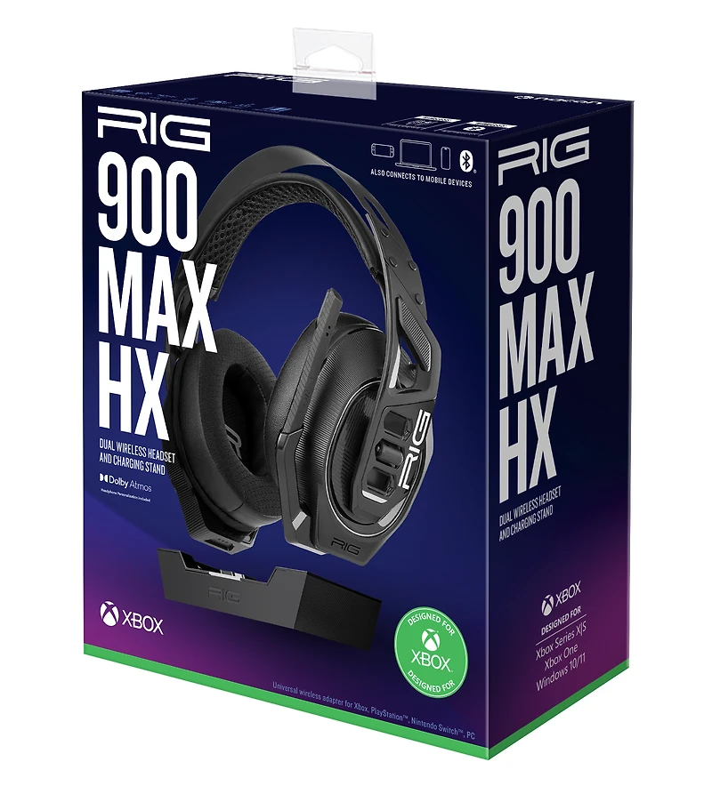 RIG 900 MAX HX Dual Wireless Gaming Headset for Xbox Series X/S, PC, PlayStation 4/5, and Switch