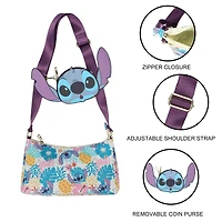Lilo and Stitch Pineapple Toss Pattern Shoulder Bag with Detachable Stitch Coin Purse