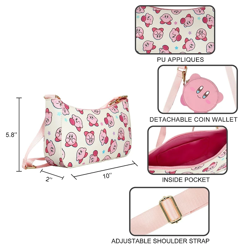 Kirby Toss Pattern Shoulder Bag with Detachable Coin Purse