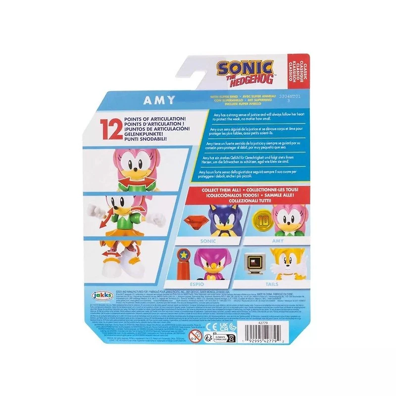 Jakks Pacific Sonic the Hedgehog Classic Amy with Super Ring 4-in Action Figure