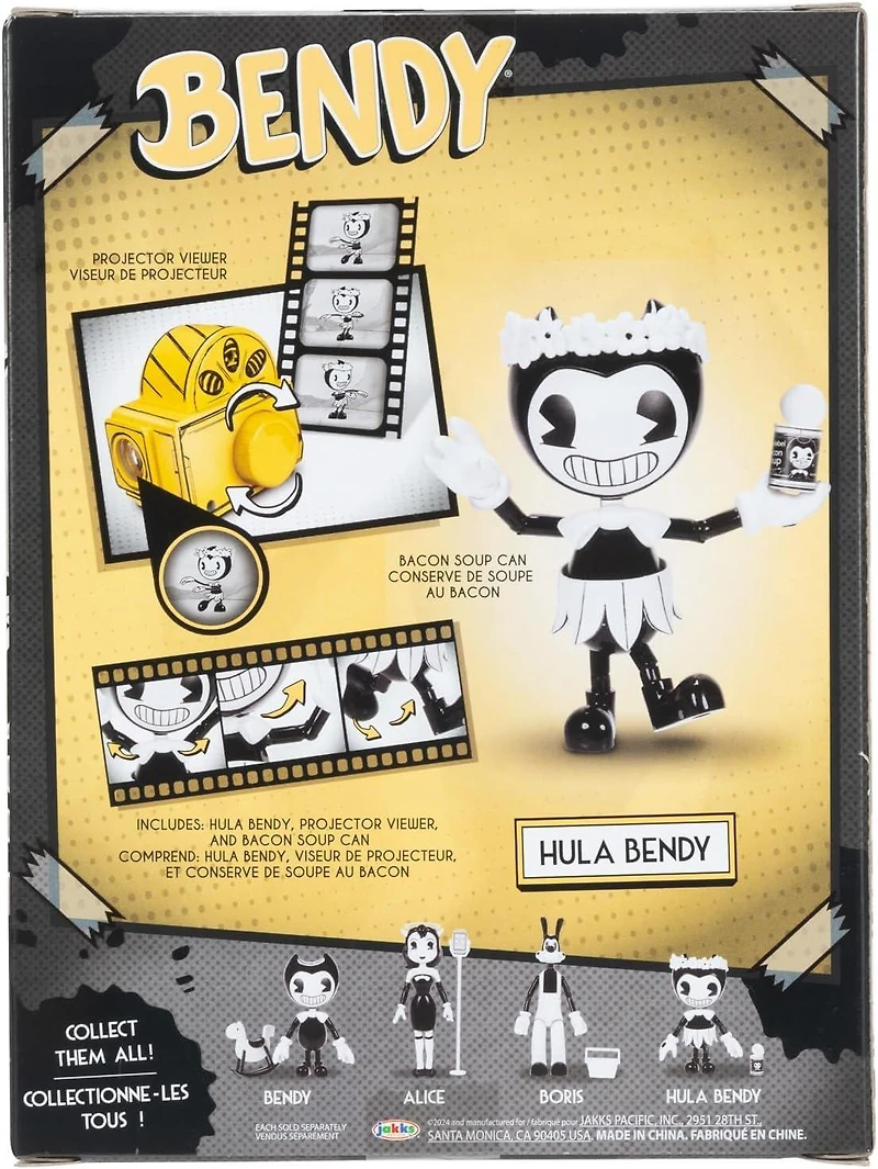 Jakks Pacific Bendy and the Ink Machine Hula Bendy 5-in Action Figure with Bacon Soup Can and Projector