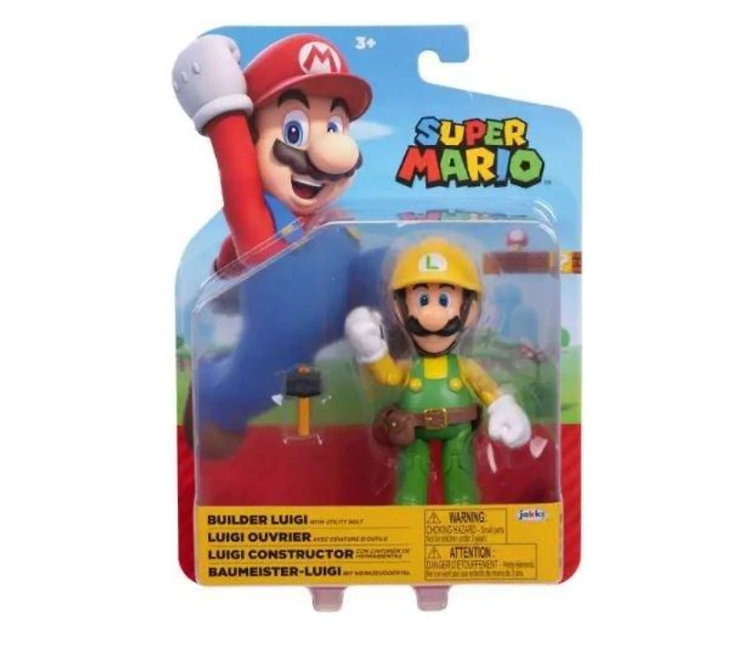 Jakks Pacific Super Mario Luigi Maker with Hammer 4-in Action Figure