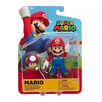 Jakks Pacific Super Mario - Mario (with Red Mushroom) 4-in Figure
