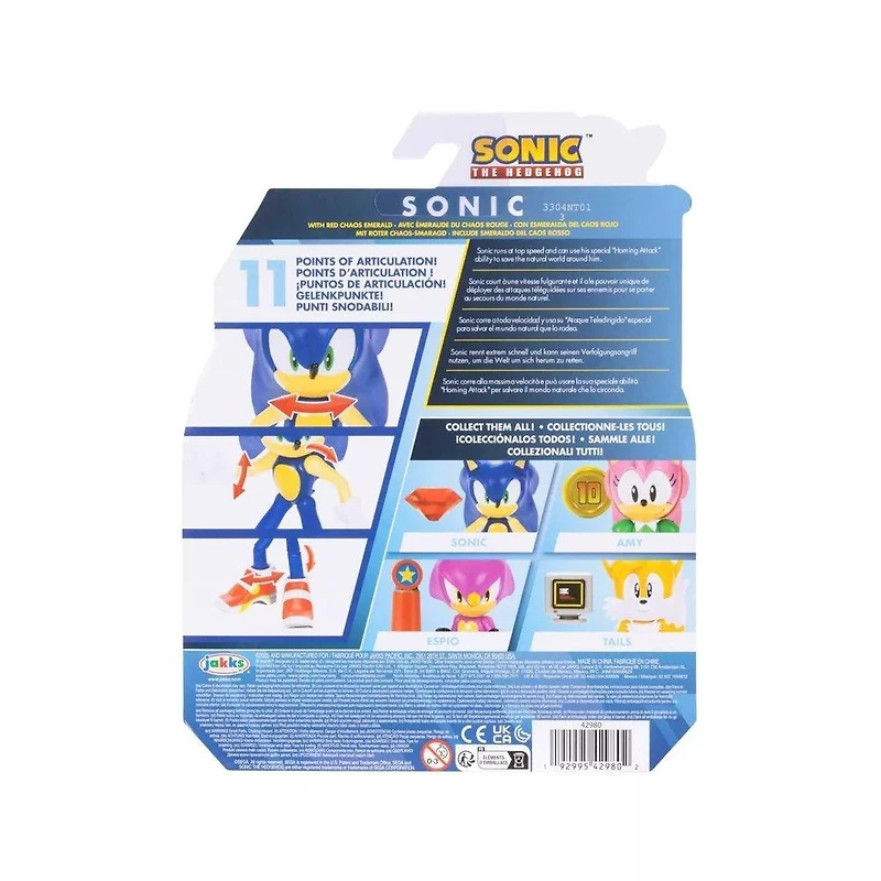 Jakks Pacific Sonic the Hedgehog with Red Chaos Emerald 4-in Action Figure