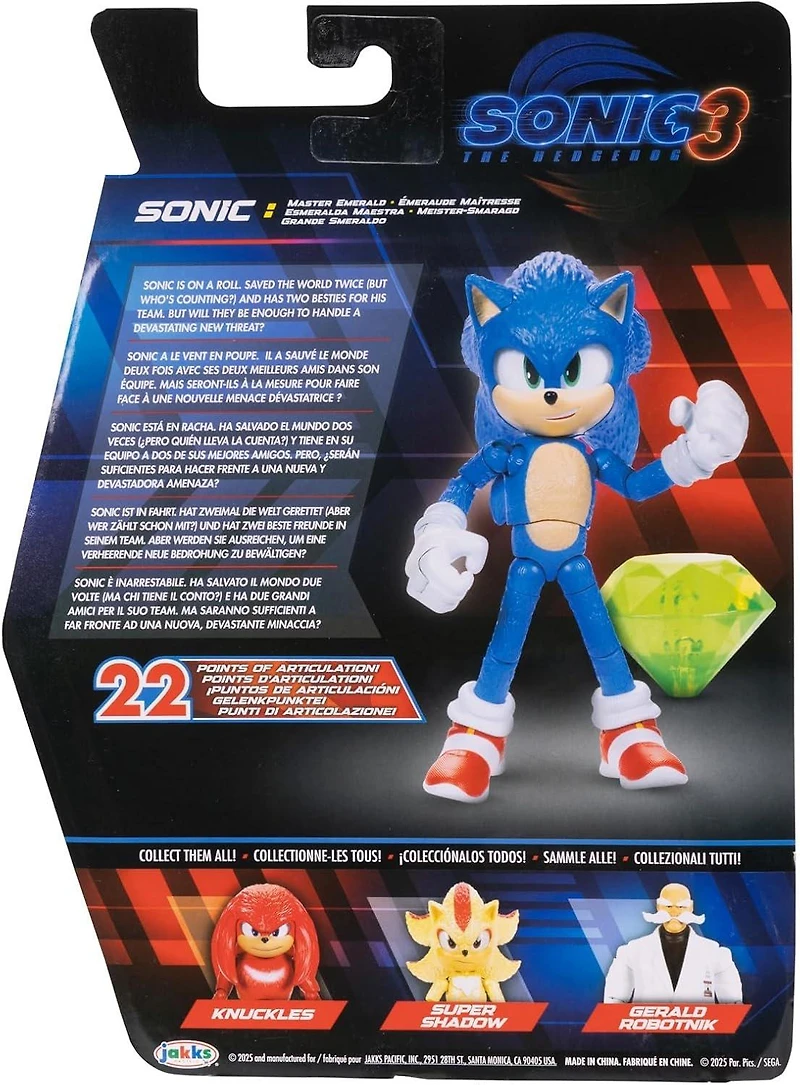 Jakks Pacific Sonic the Hedgehog 3 Movie Sonic with Emerald 5-in Figure